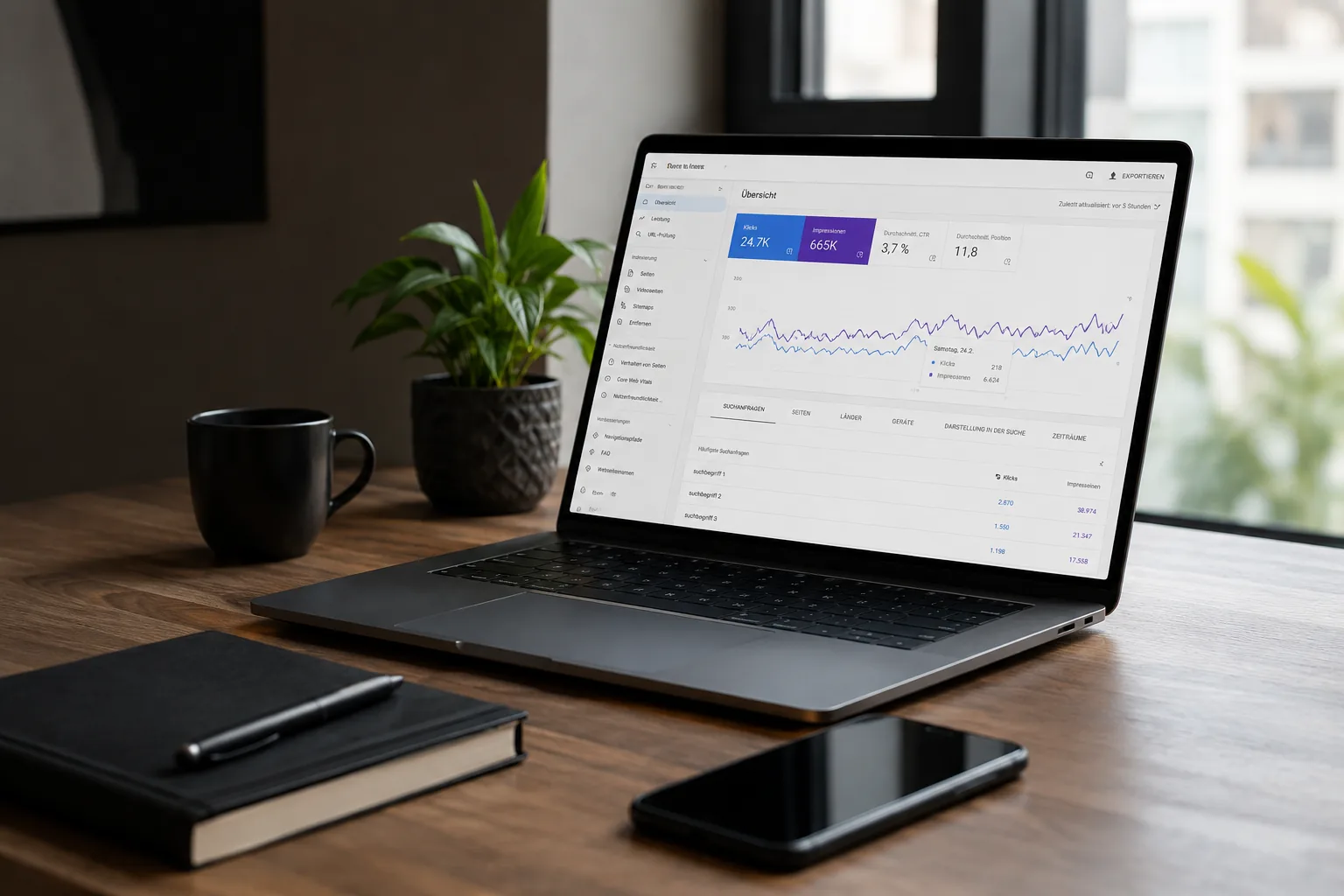 SEO Analytics Dashboard mit Wachstumskennzahlen