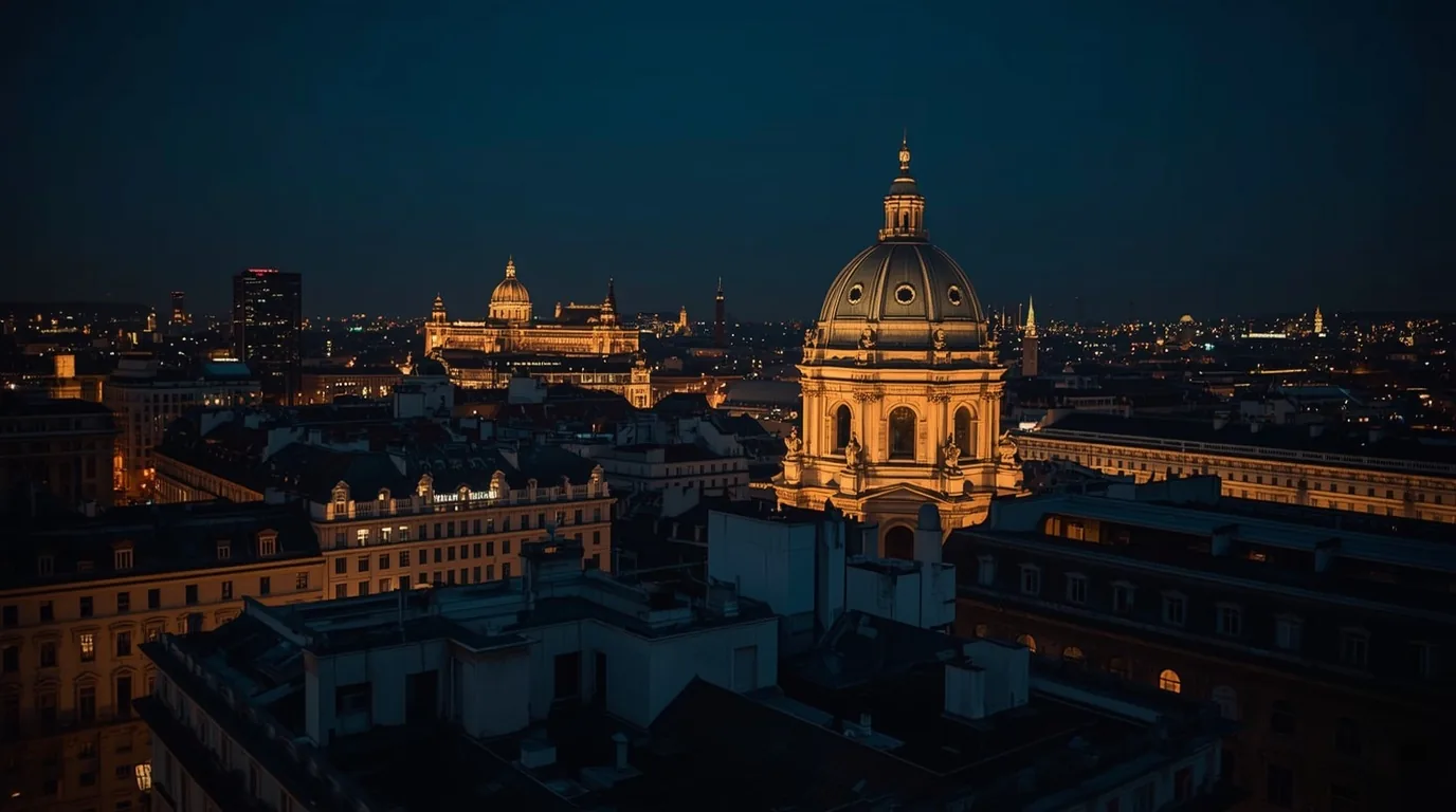 Luftaufnahme von Wien bei Nacht